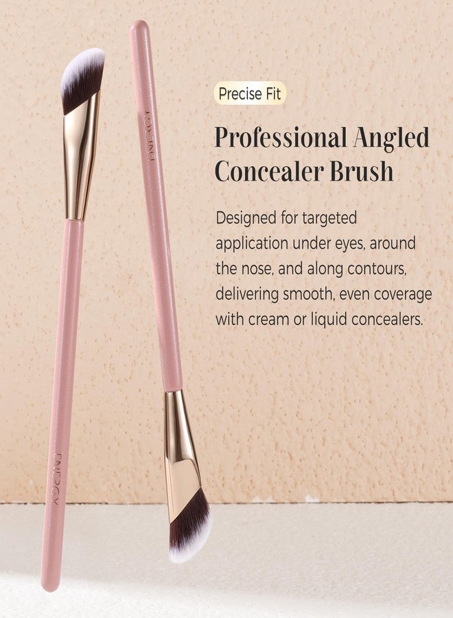 ENERGY Concealer Brush Under Eye, Small Angled Makeup Kabuki Precision Face Blending Brush - Liquid Cream Foundation Concealer for Dark Circles, Eyeshadow,Make Up Nose Contour Applicator Vegan (Pink) - Image 2